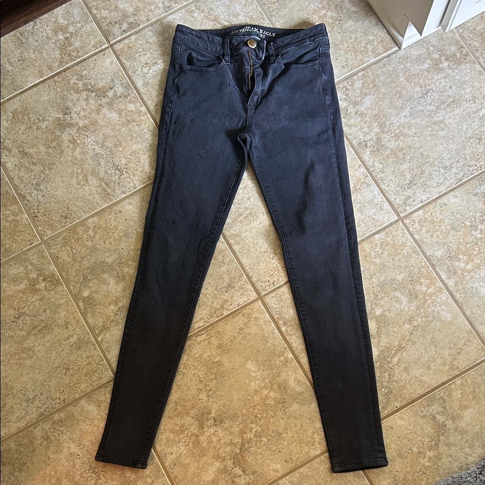 American Eagle Black High Rise Jeggings size 6 X-Long